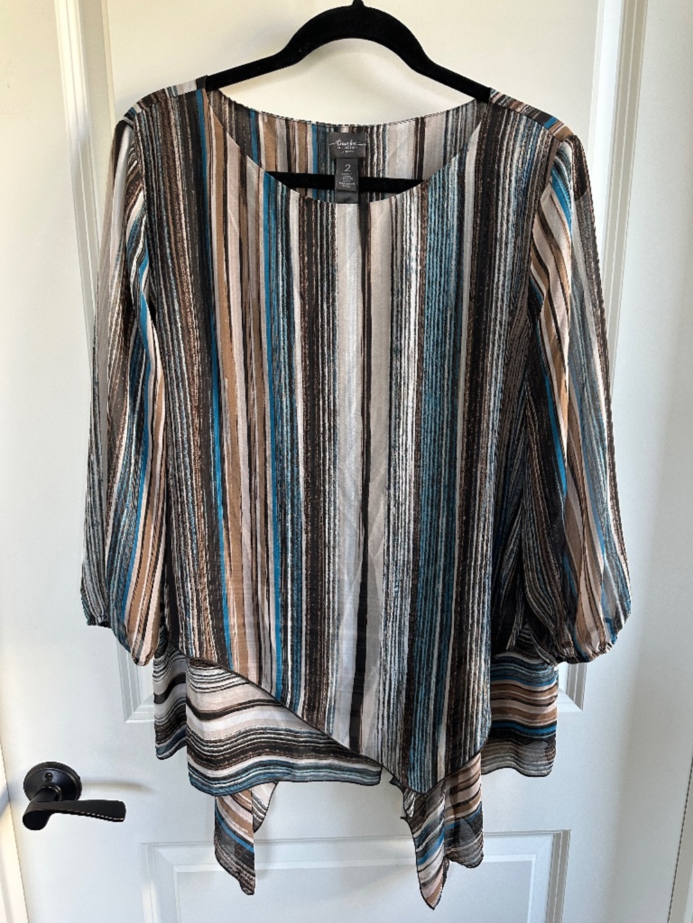 Chico’s Travelers Multi Color Striped Print Tunic Chico's Size 2 / US 12 /L